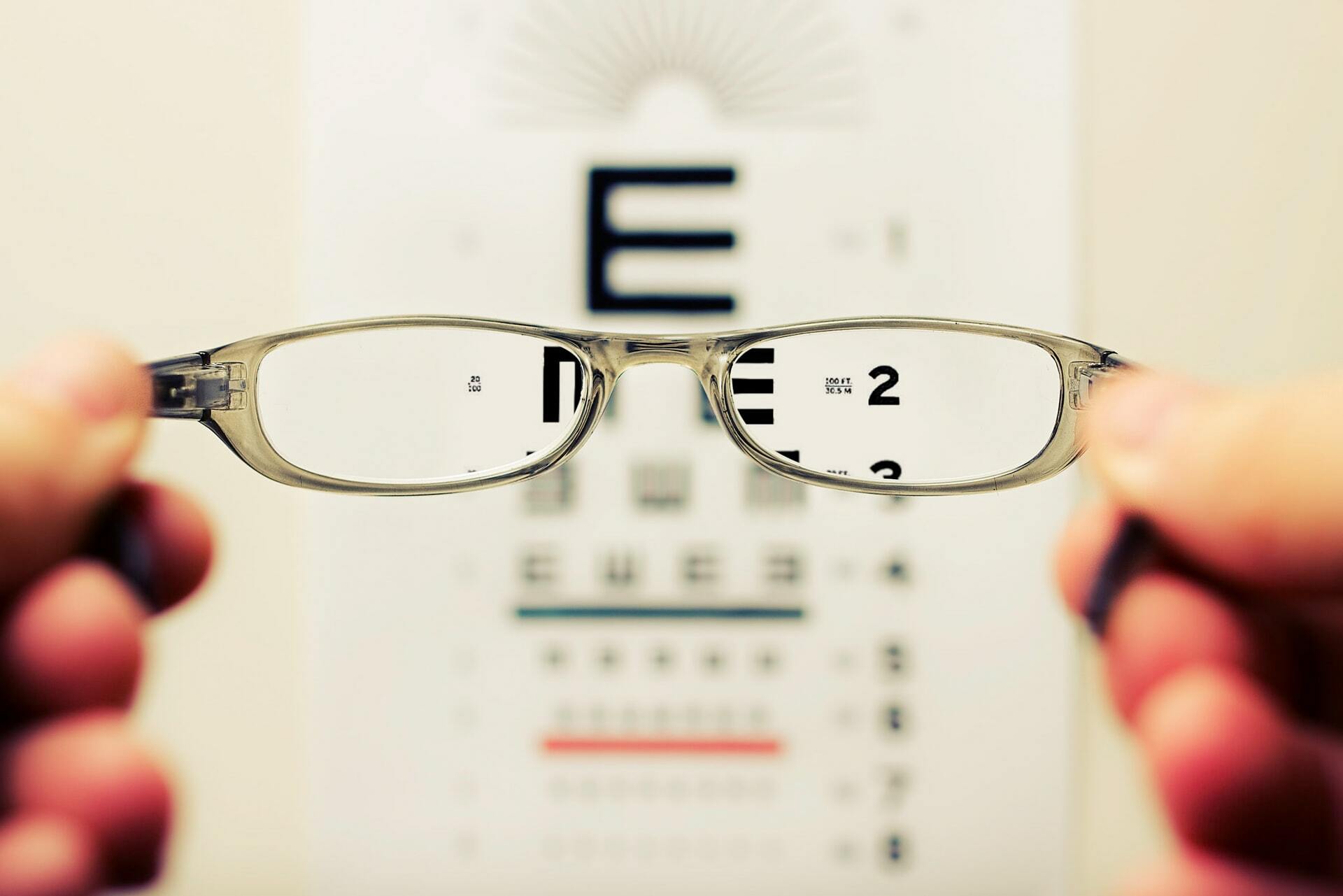 Eye glasses in focus