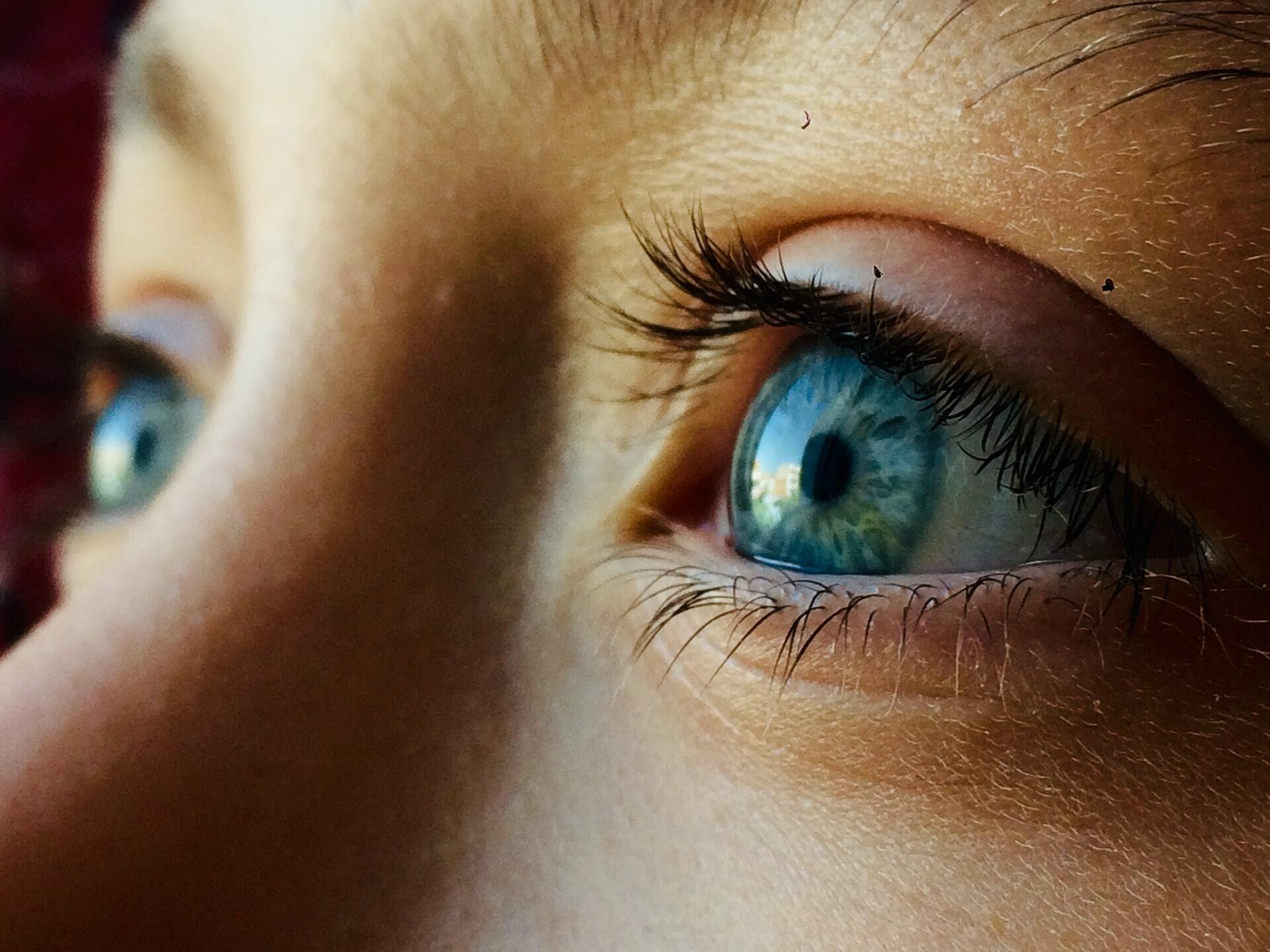 Womans eyes wearing contact lens